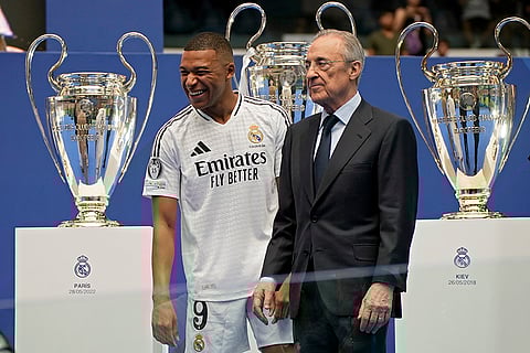 Kylian Mbappe with Florentino Perez
